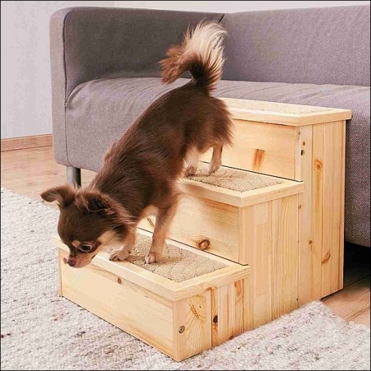 Kleinhunde-»Sofa-Treppchen« aus edlem Birkenholz